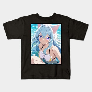 Anime Girl Beach Day Kids T-Shirt